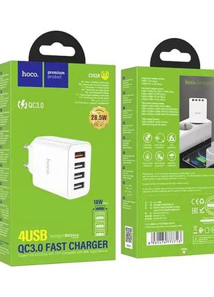 Мережевий зарядний пристрій hoco c102a 3xusb 28.5w