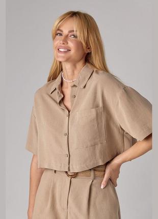 Укорочена сорочка з відкладним комірцем