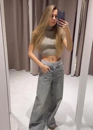 Шикарні трендові джинси zara кльош wide leg2 фото