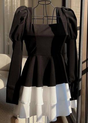 Красивое необычное деловое платье мини качественное платье с длинными рукавами
