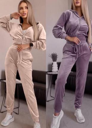 Велюровый костюм двойка: кофта + штаны