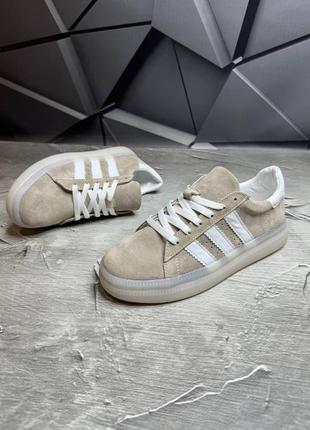 Кеды женские замшевые classic suede! бежевые женские кеды! натуральная замша!
