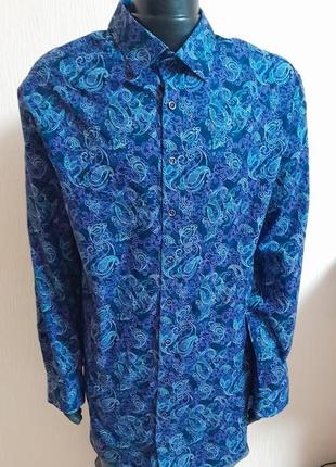 Бавовняна сорочка синього — фіолетового кольору в принт пейслі olymp luxor comfort fit