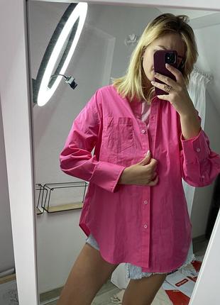 Рубашка рубкашка розовая фуксия зара zara