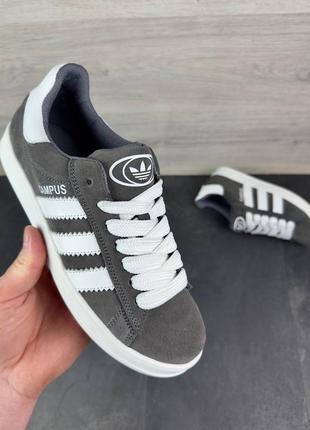 Мужские кеды натуральный нубук серого цвета на белой подошве, ежевие кожаное кроссовки campus