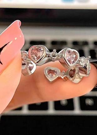 Кольцо сердечки розовые кольца сердце