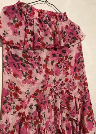 Шикарная юбка в цветы с рюшами5 фото