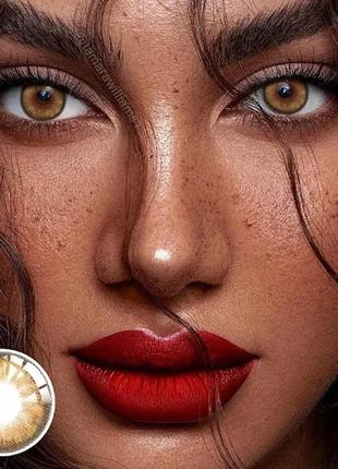 Цветные линзы карие с тёмным ободком 1 год ношения / идеальное перекрытие цвета