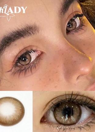 Цветные линзы карие с тёмным ободком 1 год ношения / идеальное перекрытие цвета