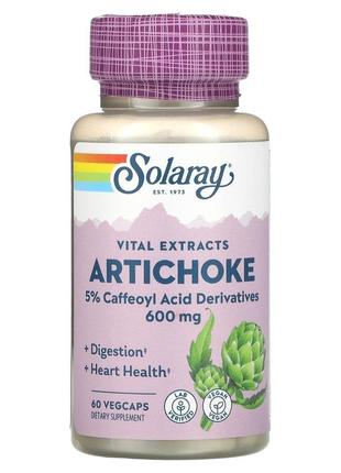 Артишок, екстракт листя, artichoke leaf extract, solaray, 300 мг, 60 капсул