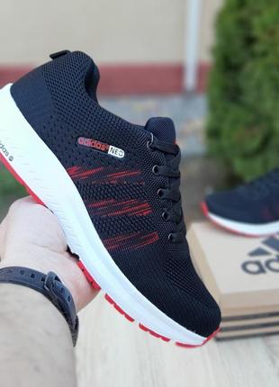 Adidas neo черные с красным кроссовки кеды мужские адидас весенние летние демисезонные демисезон низкие текстильные сетка лёгкие отменное качество