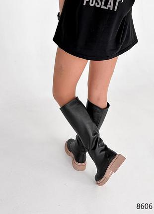 Чоботи жіночі style чорні натуральна шкіра зима