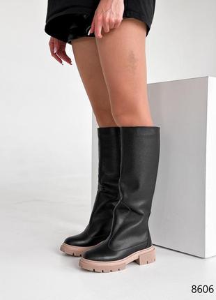 Чоботи жіночі style чорні натуральна шкіра зима