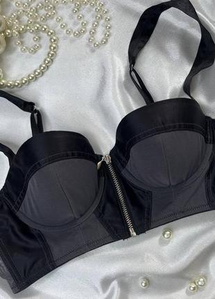 75a / 34a стильный удлиненный бюстгальтер балконет топ бюстье застежка спереди ann summers