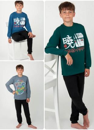 Пижама подростковая утепленная с начесом, теплая пижама на байке, байковая пижамка аниме, домашний комплект