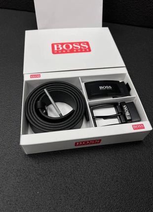 Ремень мужской кожаный две съёмник пряжки hugo boss