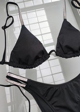 Купальник роздільний victoria's secret original стрази чорний2 фото