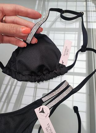 Купальник роздільний victoria's secret original стрази чорний4 фото