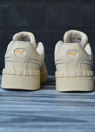 Puma cali кроссовки кеды женские кожаные кожа весенние осенние демисезонные топ качество пума кали бежевые4 фото