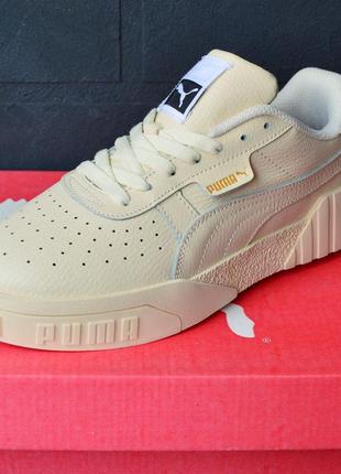 Puma cali кроссовки кеды женские кожаные кожа весенние осенние демисезонные топ качество пума кали бежевые8 фото