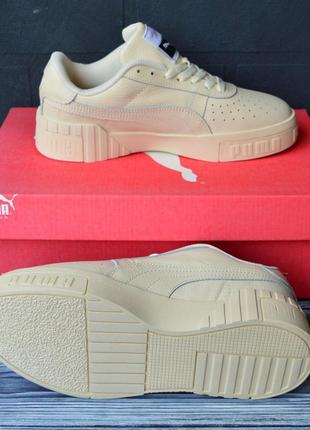 Puma cali кроссовки кеды женские кожаные кожа весенние осенние демисезонные топ качество пума кали бежевые5 фото