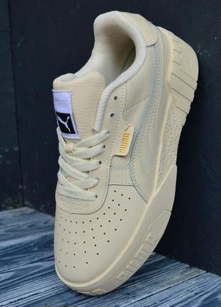 Puma cali кроссовки кеды женские кожаные кожа весенние осенние демисезонные топ качество пума кали бежевые10 фото