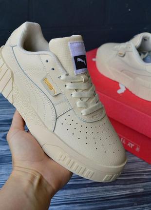 Puma cali кроссовки кеды женские кожаные кожа весенние осенние демисезонные топ качество пума кали бежевые3 фото