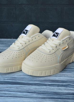 Puma cali кроссовки кеды женские кожаные кожа весенние осенние демисезонные топ качество пума кали бежевые2 фото