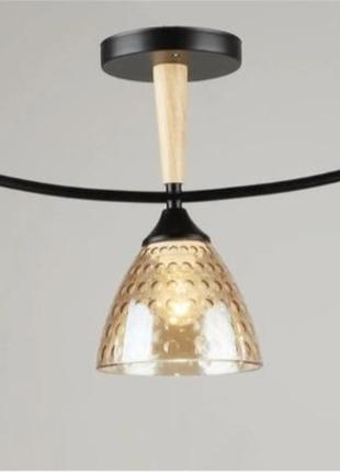 Люстра стельова sirius b n5726/3 bk+wood на 3 плафони