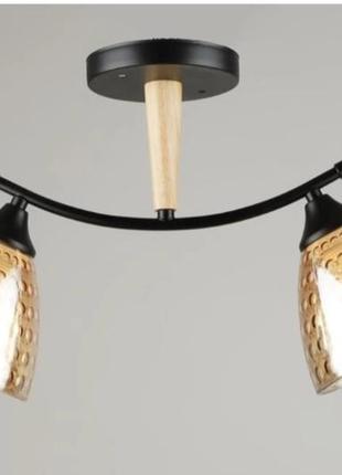 Люстра стельова sirius b n5726/2 bk+wood на 2 плафони
