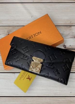 Женский черный стильный кошелек в стиле louis vuitton