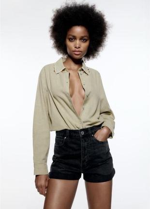 Джинсовые шорты zara mom fit