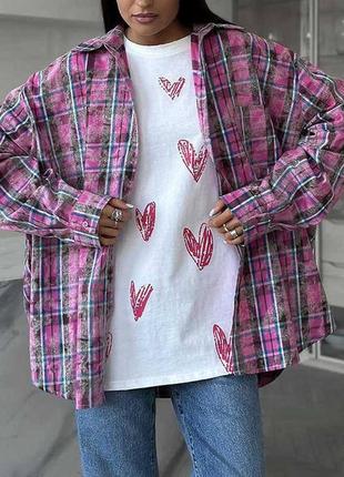 Женская розовая рубашка