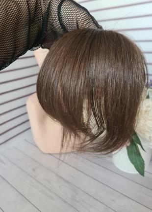 Круговая челка строчная накладка 100% натуральный волос.
