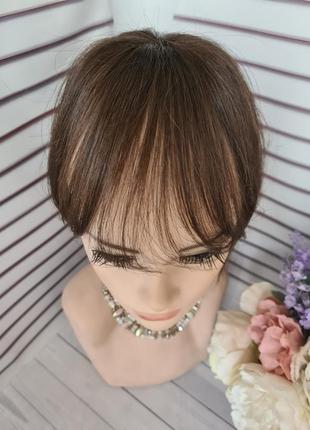 Круговая челка строчная накладка 100% натуральный волос.