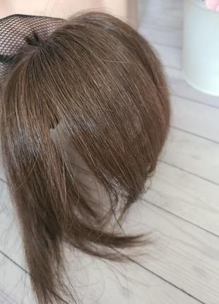 Круговая челка строчная накладка 100% натуральный волос.