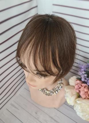 Круговая челка строчная накладка 100% натуральный волос.