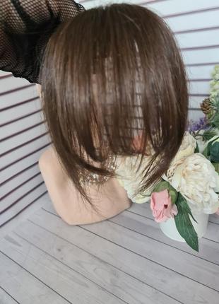 Круговая челка строчная накладка 100% натуральный волос.