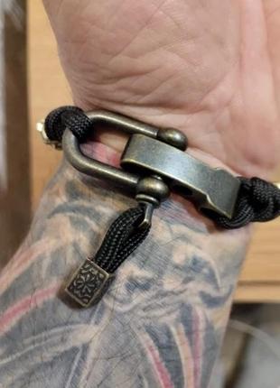 Браслет з черепами чоловічий із паракорду та сталі sacrifice чорний6 фото