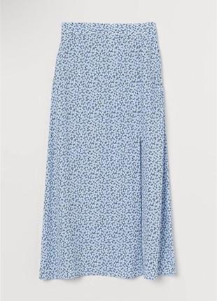 Стильная длинная юбка в цветы с разрезом на ноге, юбка миди вискоза h&m