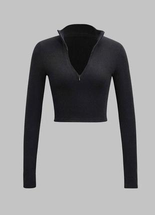 Must have🤩 базовый кроп топ из турецкого рубчика с молнией и вырезами для пальчиков🔥