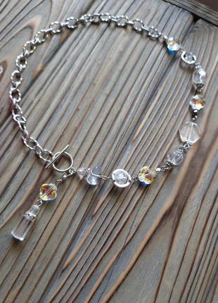 Кришталеве асиметричне кольє сlover 3 2