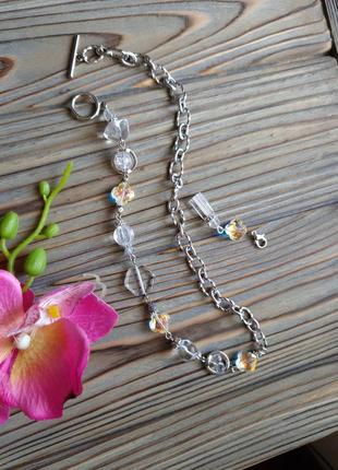 Кришталеве асиметричне кольє сlover 3 5