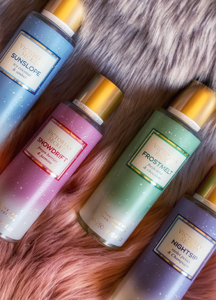 Сет 4 спреї по 10 мл victoria’s secret snowdrift sunslope nightsip frostmelt вікторія сікрет секрет