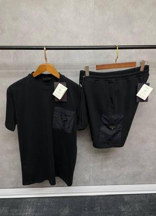 Черный спортивный костюм мужской в стиле prada
