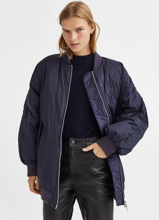 Синя куртка довгий чорний пуховик бомбер cos оверсайз h&m premium zara massimo mango arket
