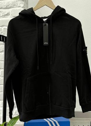 Теплая мужская олимпийка зип худи stone island