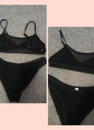 Купальник в сеточку, черный