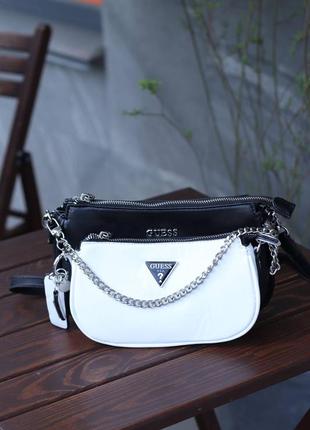 guess arie double pouch crossbody black white 2100 buy guess picnic detach drop tote 169842092