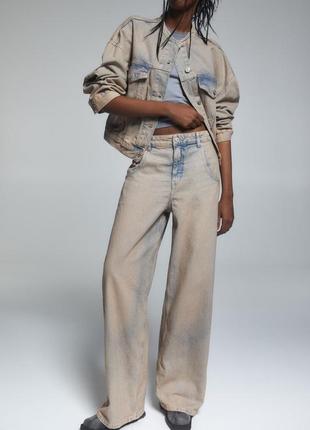 Женские качественные голубые джинсы baggy бегги pull & bear 34 xs варенка грязная палаццо